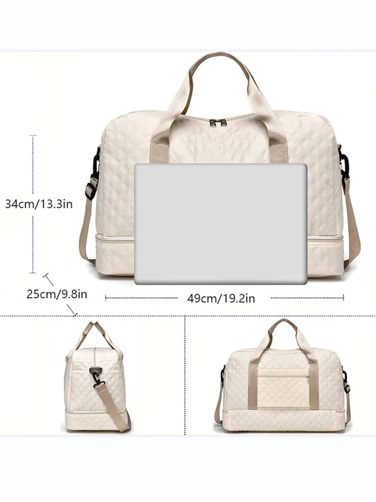 Norvo | Raumio TravelFlex Lettvekts Reisebag med Diamantmønster | Stor Sports- og Helgetaske med Skoavdeling og Fuktavdeling | Kabinbagasje Egnet og Sammenleggbar