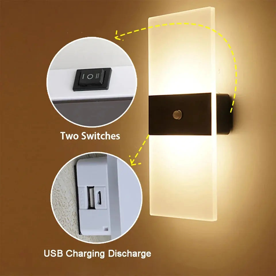 Lumière Éclatante - Berøringsløsning Vegglampe USB-oppladbar