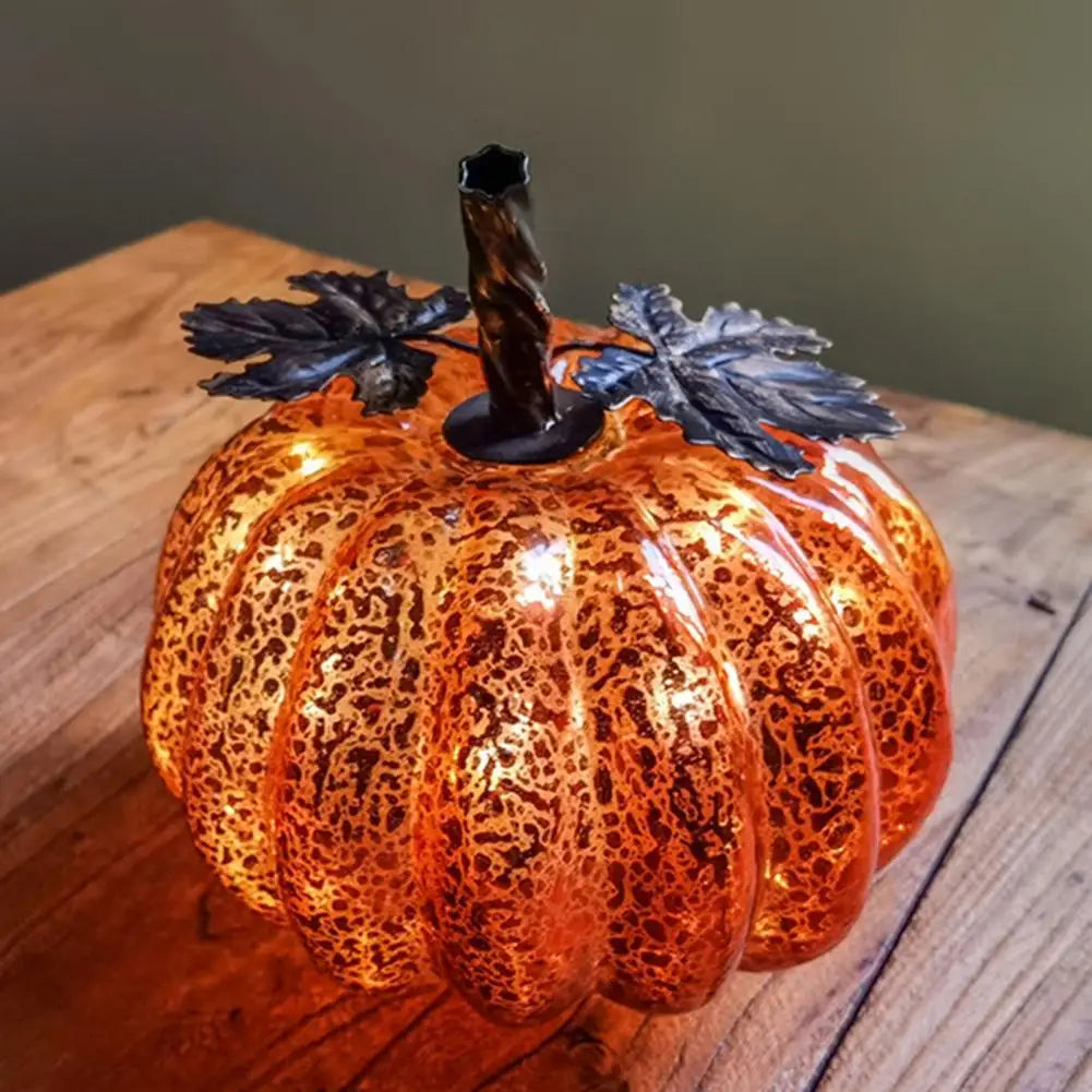 Norvo | Aurelia Glow Glass Pumpkin Decoration | Starry Sky Design | LED- og timerfunksjon | Høst & Halloween