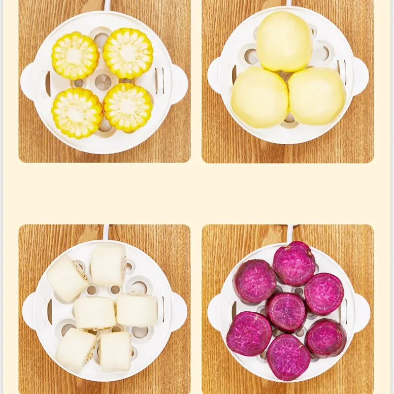 Norvo | 220V Multifunksjonell elektrisk eggkoker - Dobbeltlag eggkoker og mini-dampkokeren for frokost på kjøkkenet