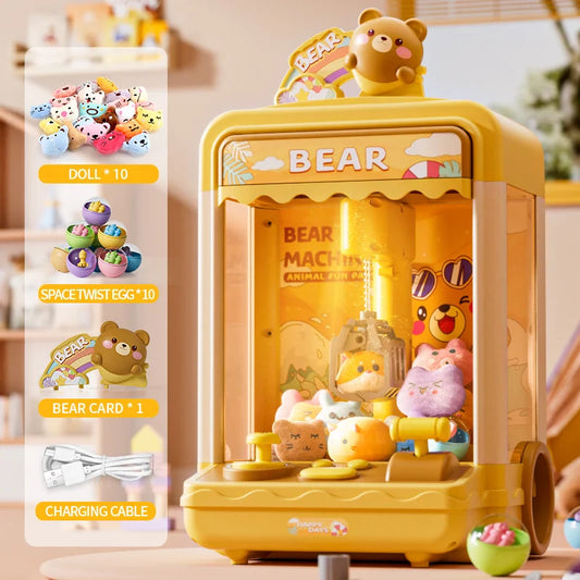 Doll Claw Machine med lys og musikk - Moro leketøy for fester, dobbel strømmodus, skuffedesign