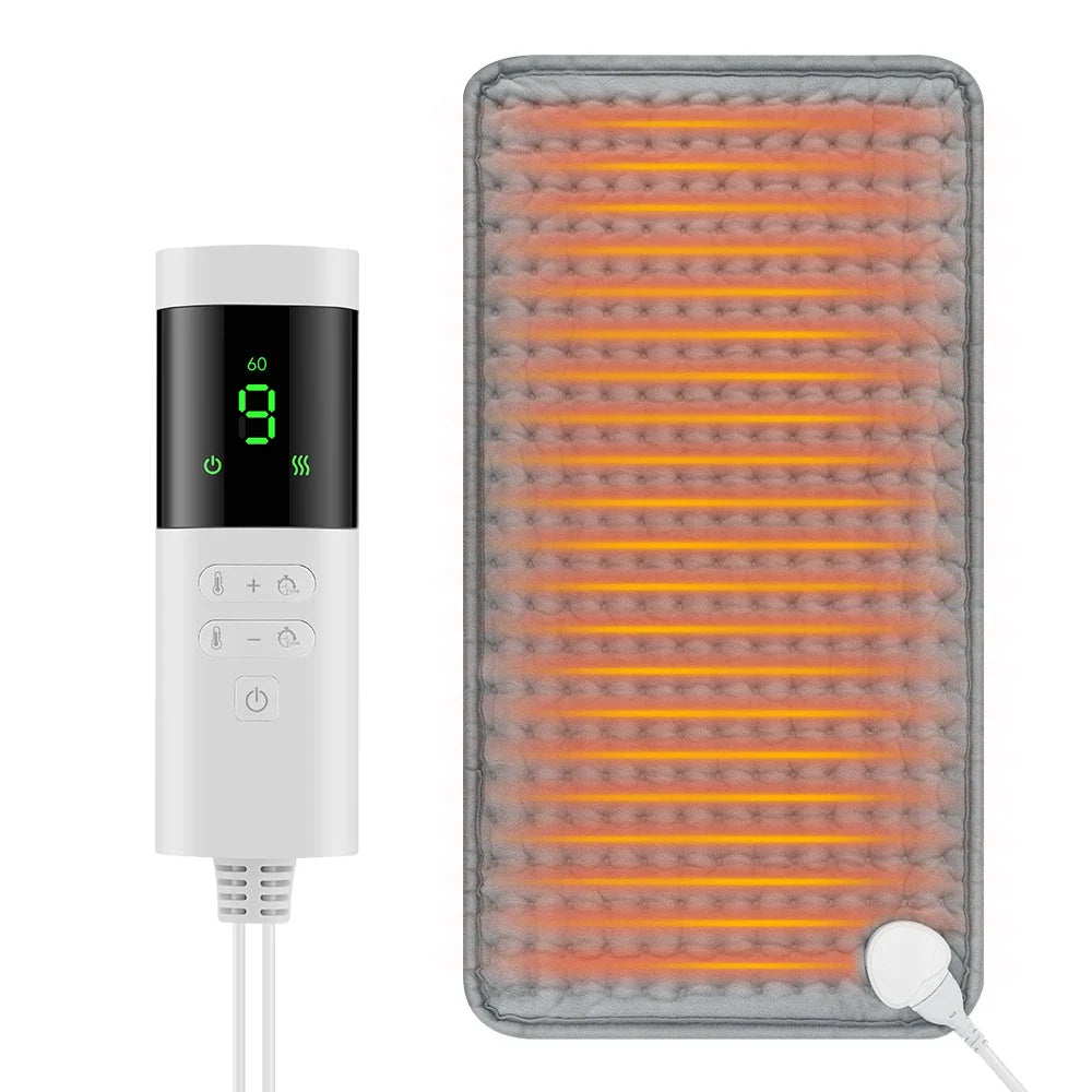 Norvo | ThermaEase Elektrisk Varmepute | 9 Temperaturnivåer & 4 Timer Moduser | 30×60 cm | Vaskbar & Rask Oppvarming | For Rygg, Mage & Ben