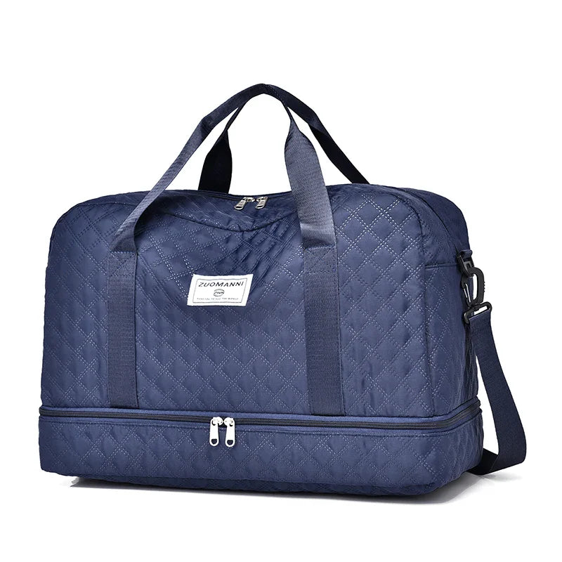 Norvo | Raumio TravelFlex Lettvekts Reisebag med Diamantmønster | Stor Sports- og Helgetaske med Skoavdeling og Fuktavdeling | Kabinbagasje Egnet og Sammenleggbar