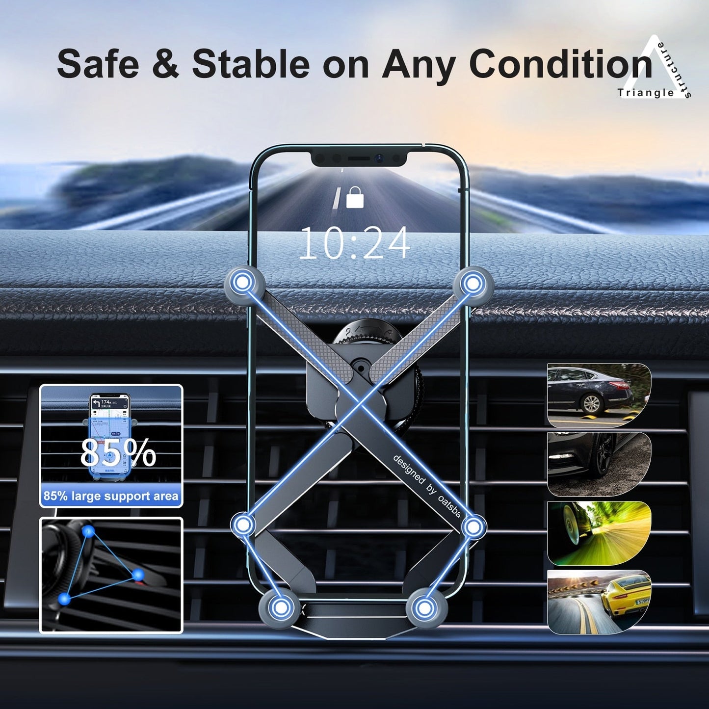 Norvo | Usynlig roterbar luftventil monteringsholder til biltelefon