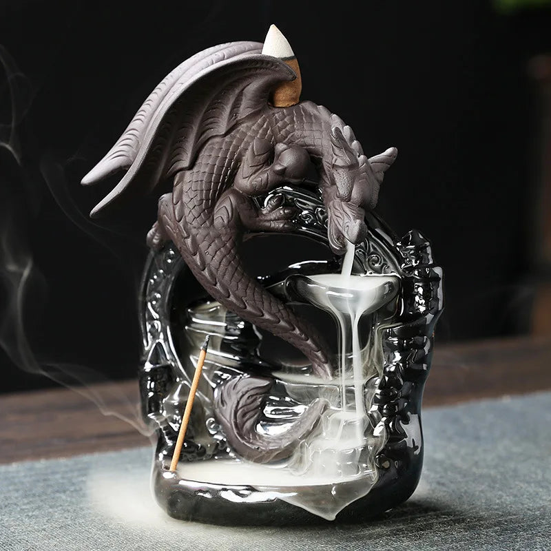 Norvo | Dracarys Keramisk Røkelsesholder | Backflow Design med Drage | Vintage Dekor | For Meditasjon & Aromaterapi