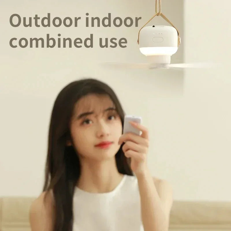 Norvo | CampiBreeze Mobil Takvifte | 3600/7200 mAh Batteri | LED & Fjerkontroll | Stille & Hengbar