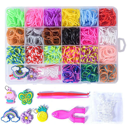 Kreativ Smykke Lage Sett med 24 Rutete Gummibånd - Livlig DIY Armbånd Sett for Unge Håndverkere, Ideell Gave for Fargerike Kreasjoner