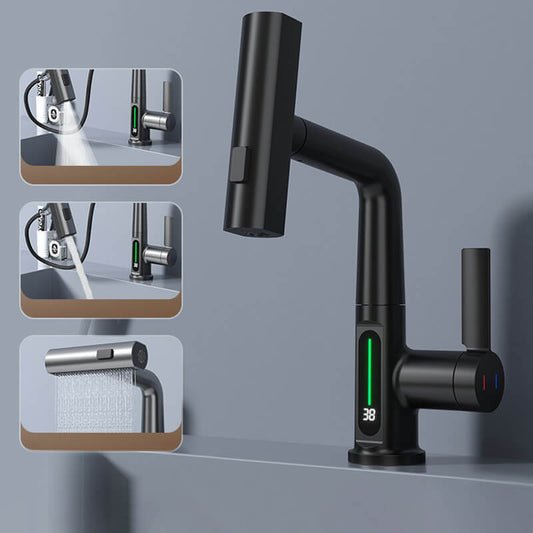 Norvo | WaterMaster Fleksibel LED Kjøkken- og Badevannkran – 360° Sving, Utrekkbar Slange & 5 Spraymodi