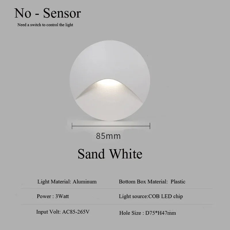 Norvo | Moderne vanntett IP65 LED innfelt vegglampe for utendørs belysning - 3W innebygd trinn- og trapp-balkongportal lys