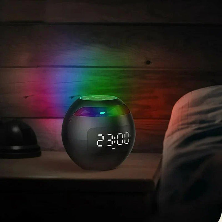 Norvo | Ball Høyttaler Vekkerklokke | Bluetooth 5.0 | LED Nattlys | 2200 mAh Batteri