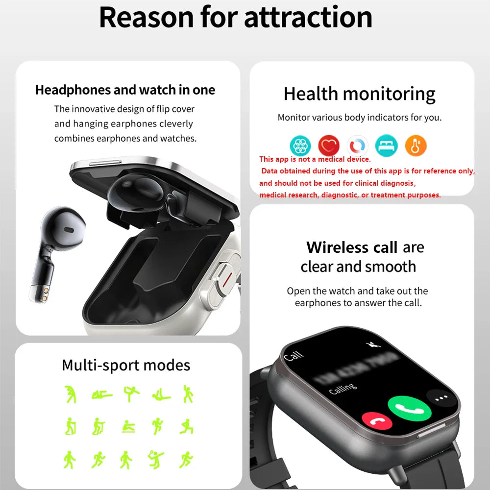 Norvo | 2 i 1 Smartklokke med Ørepropper