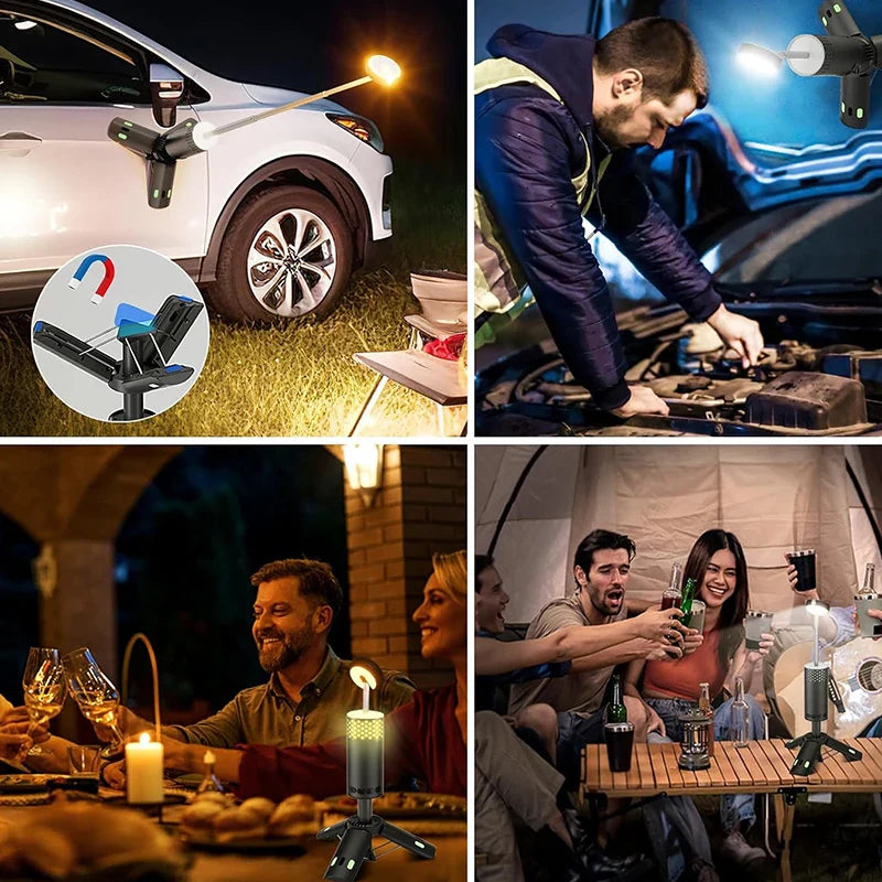 Norvo | LumaPeak Campinglampe | 10 000 mAh Batteri | Teleskopisk Design & Stativ | Dimmbar med SOS Funksjon | Utendørs & Nødlampe