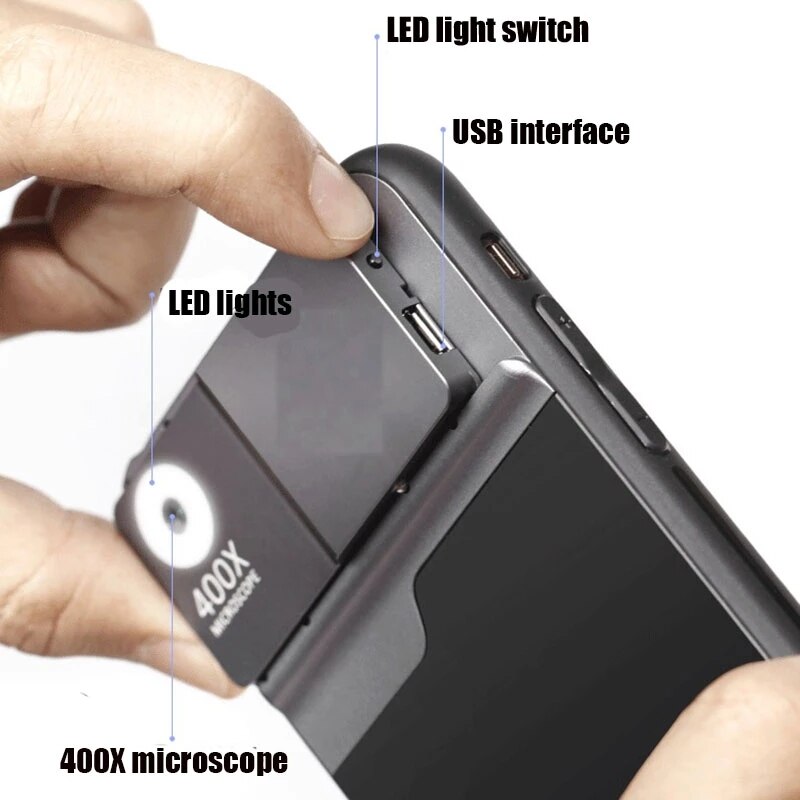 Norvo | 400x Justerbar Ekspert Utsikt Mikroskop Universell Telefon Linse