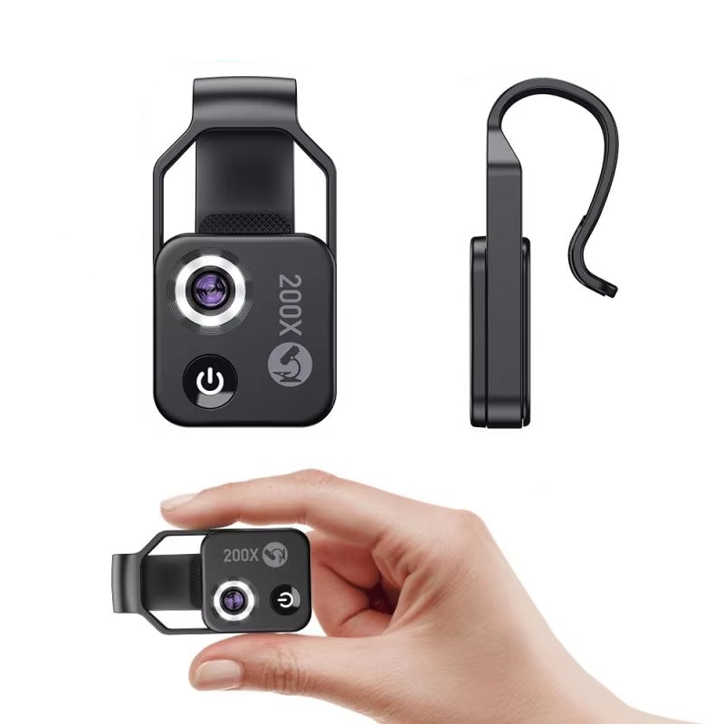 Norvo | 200X Zoom Profesjonell Mikroskop Linse for Smarttelefoner med Klype