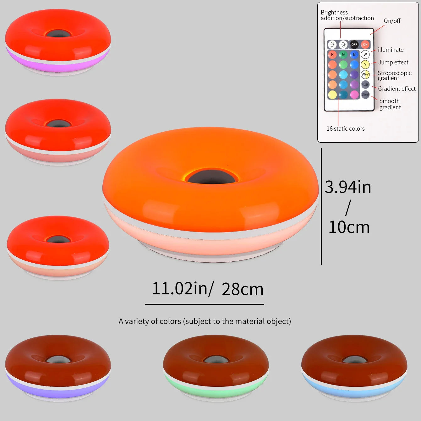 Norvo | AURORA GLO LED-lampe | RGB16 og trinnløs dimbar | Berøring og fjernkontroll | USB