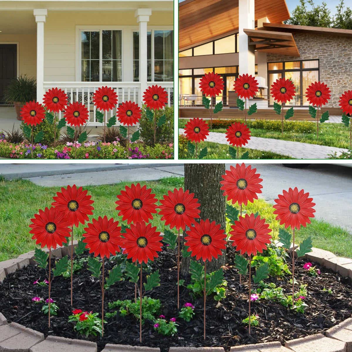 Norvo | Dekorativ solblomst laget av metall for hagen – Fargerike blomstiketter for utendørs og landskap