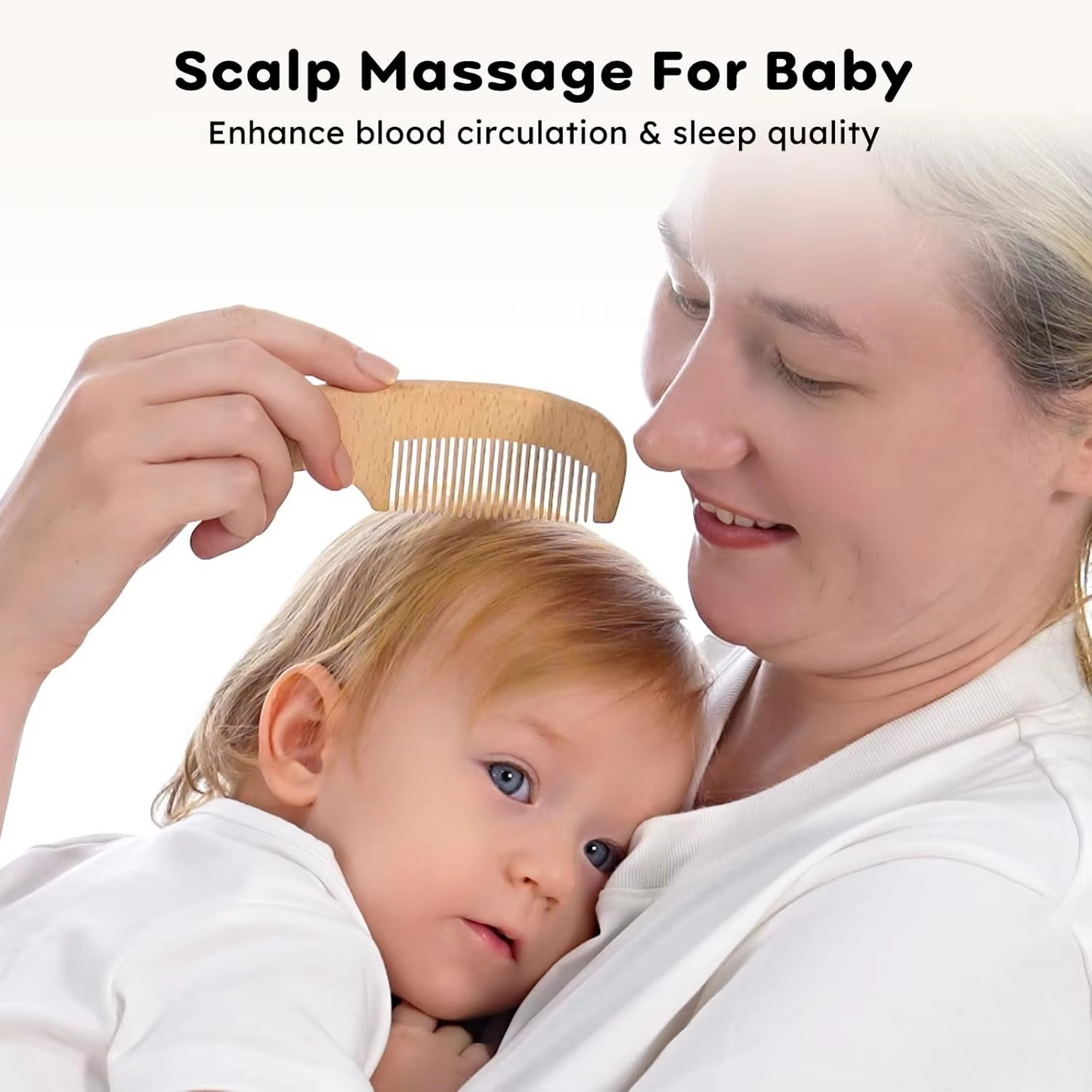 Norvo | Naturlig Tre Baby Hårbørste og Kam Set med Ultra Myke Geitehår Buster