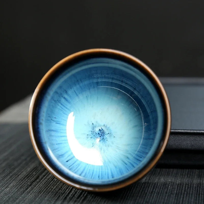 Norvo | Håndlaget keramikk kopp – Blå glasert tebolle