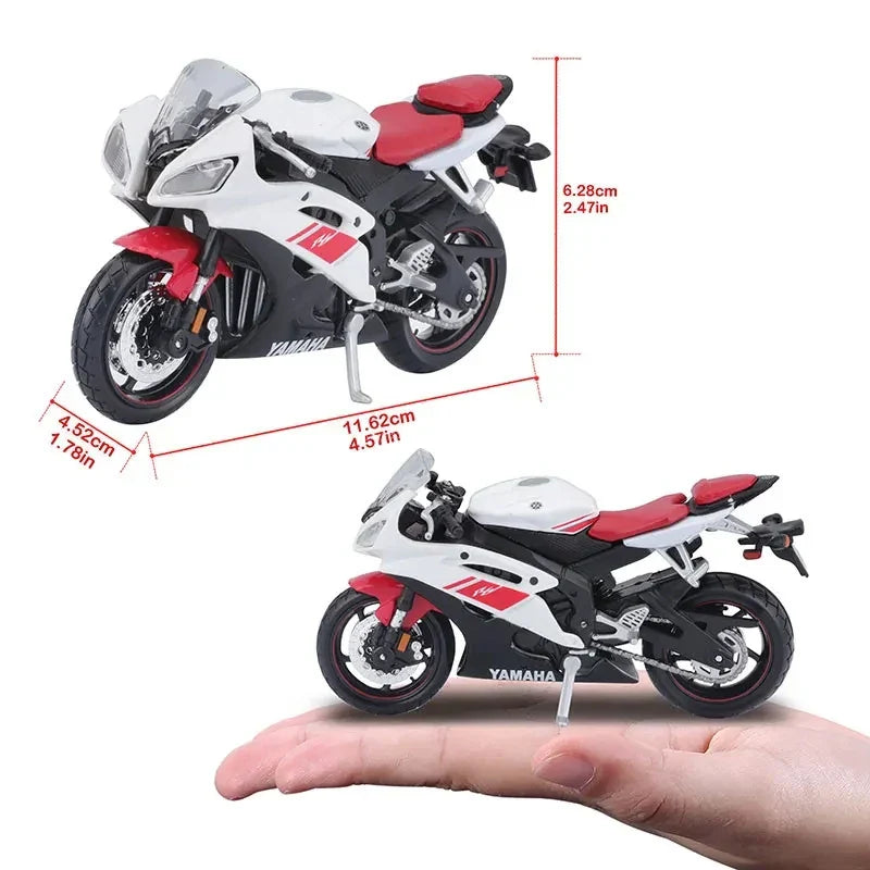 Norvo | 1:18 Skala Yamaha R6 Legering Rulle Sportbike Figurer Diecasts Barn Leke Motorsykkel Racing Modell Replika Samlergave for Gutter