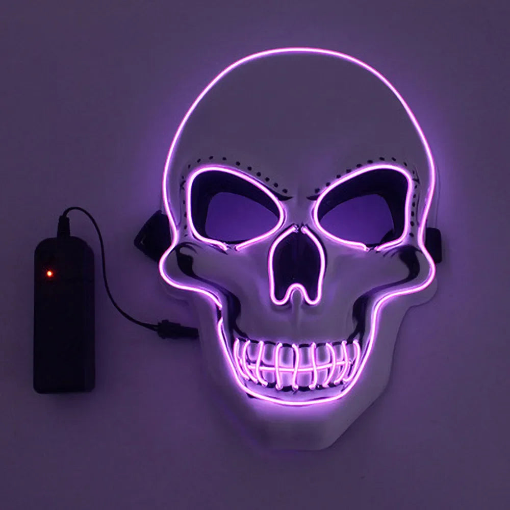 Norvo | LED Halloween Horror Hodeskalle Maske - Lysende Cosplay Maske for Halloween Festdekorasjon