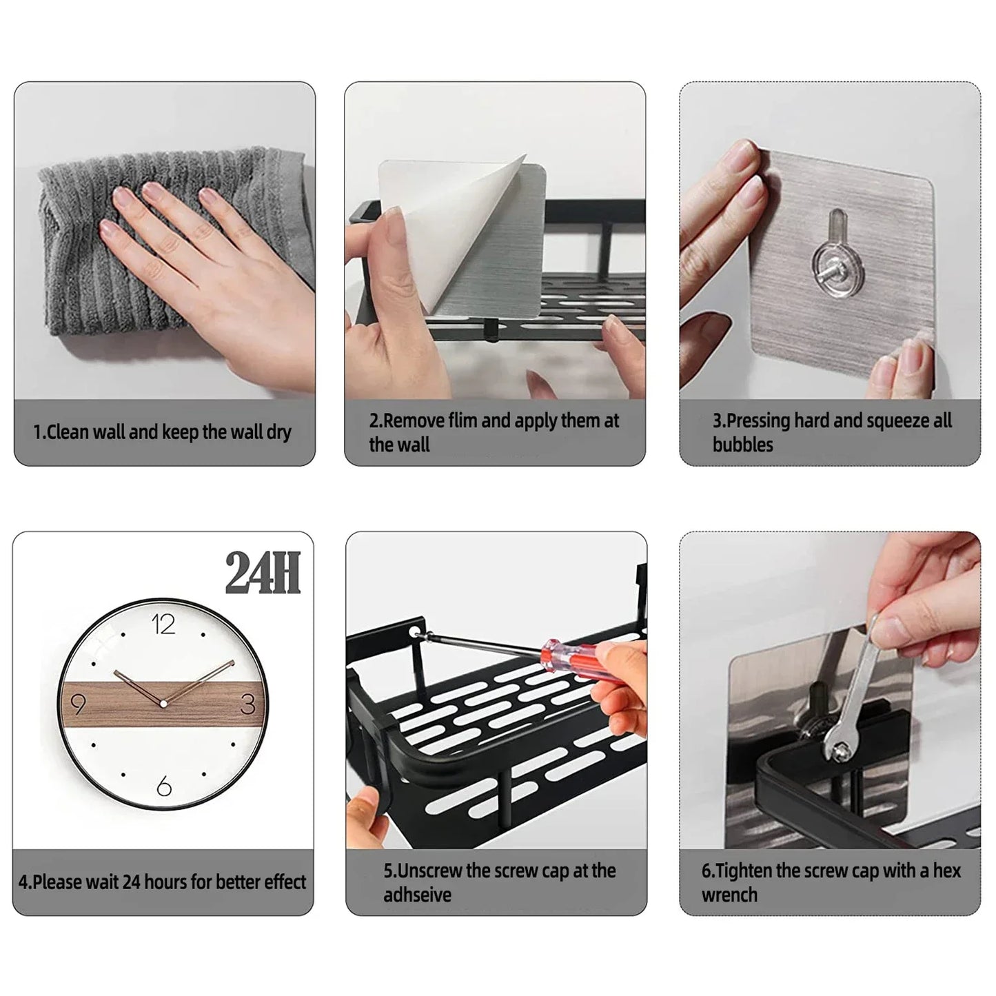 Norvo | Badeværelse Oppbevaringshylle - Ingen borrehull Veggmontering Hjørnehylle, Dusjholder for WC og Shampoo Organisator, Badeværelse Tilbehør