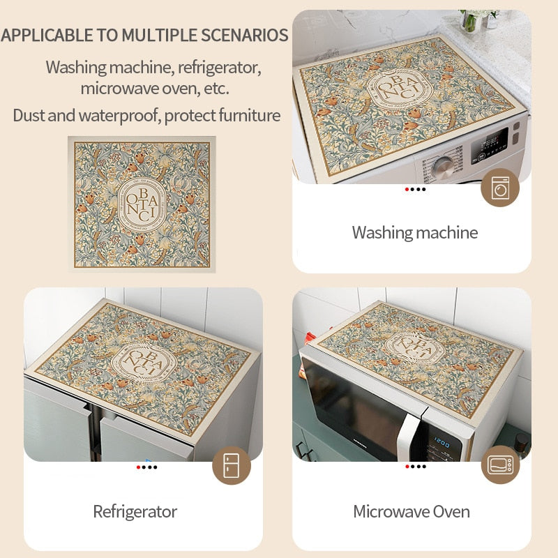 Norvo | Retro Floral Vaskemaskin Deksel Dreneringsmatte