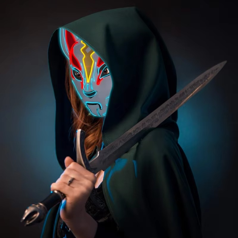 Norvo | Luminous LED Full Face Fox Maske for Halloween & Cosplay