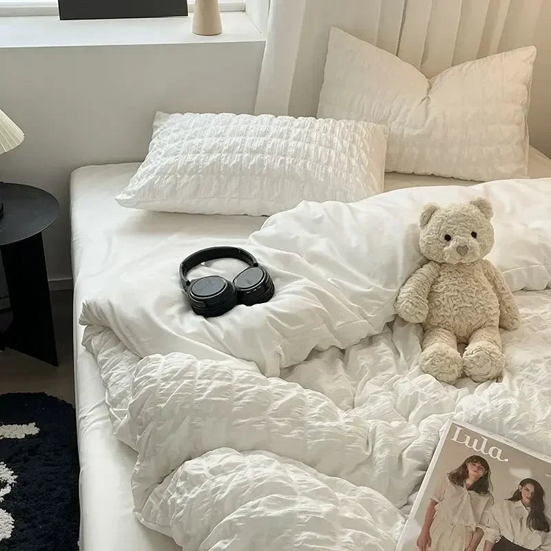 Norvo | ChicParis | Seersucker Sengetøy Sett – Lett, Myk & Elegant Fransk-Stil Dynevarersetting