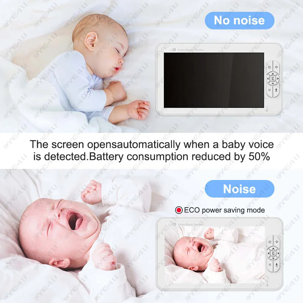 Norvo | 5-tommers HD video baby monitor med kamera, PTZ zoom og nattsyn