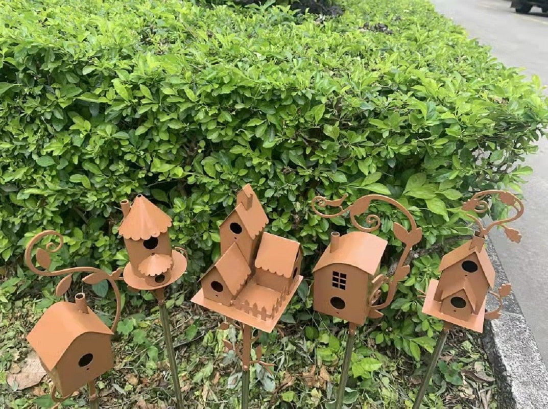 Norvo | Metall kunst fuglehus hage stake - Talart