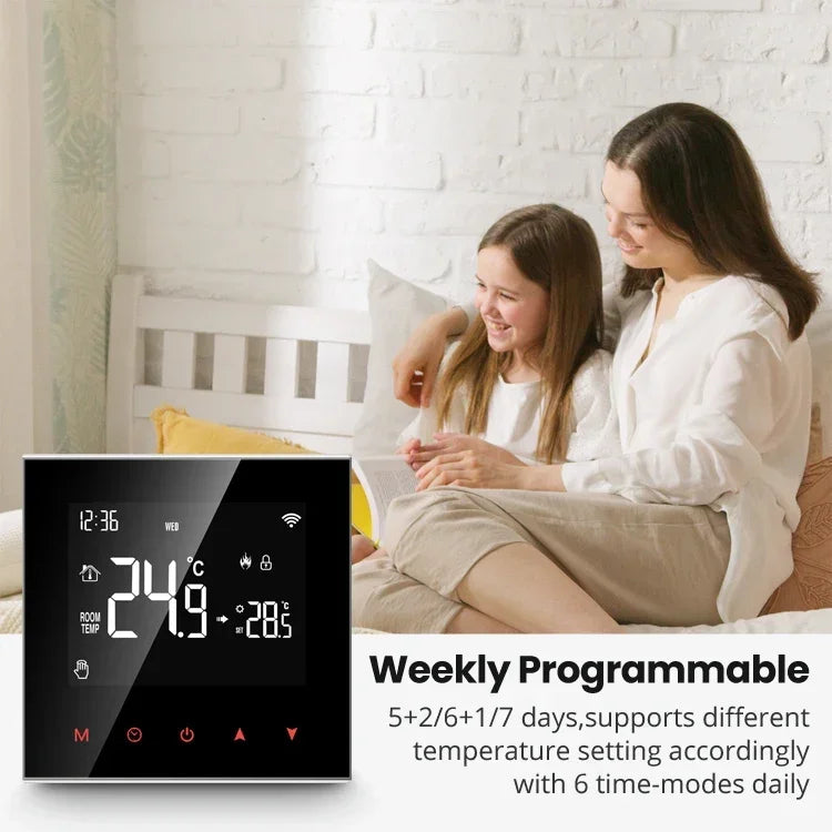 Tuya Smart Termostat Kontroll for Vann & Elektrisk Gulvvarme - Wifi Styring via Google Alexa SmartThings Apper