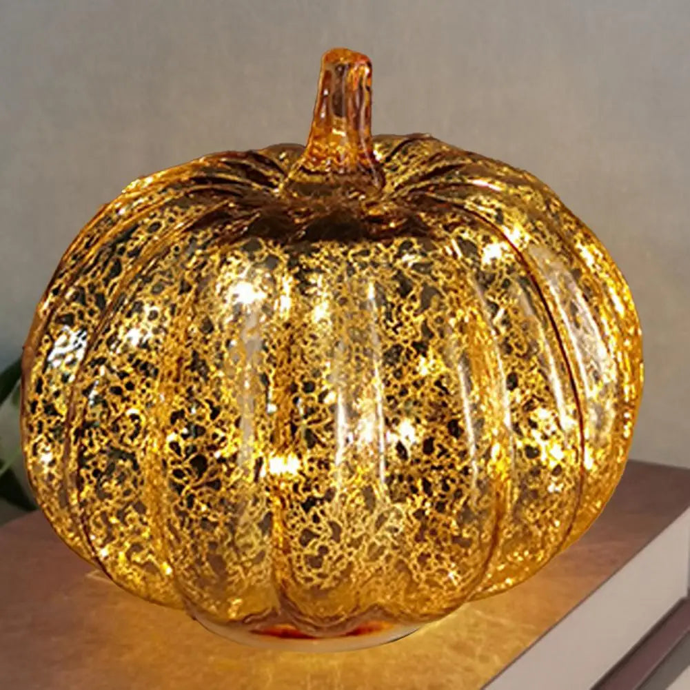 Norvo | Aurelia Glow Glass Pumpkin Decoration | Starry Sky Design | LED- og timerfunksjon | Høst & Halloween