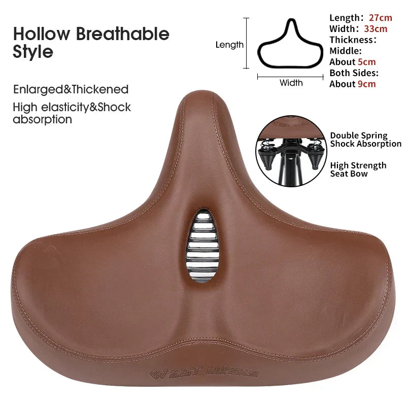 Norvo | Bred Ergonomisk Sykkelsete – Komfortabelt Sete med Støtdemping for By- og Terrengsykler