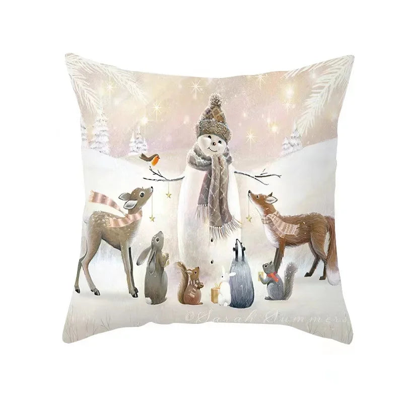 Juleputetrekk Sett – Elegant Juledekorasjon for Sofa og Stue, Festlige Putetrekk 45x45 cm, Høy- Kvalitets Bomull