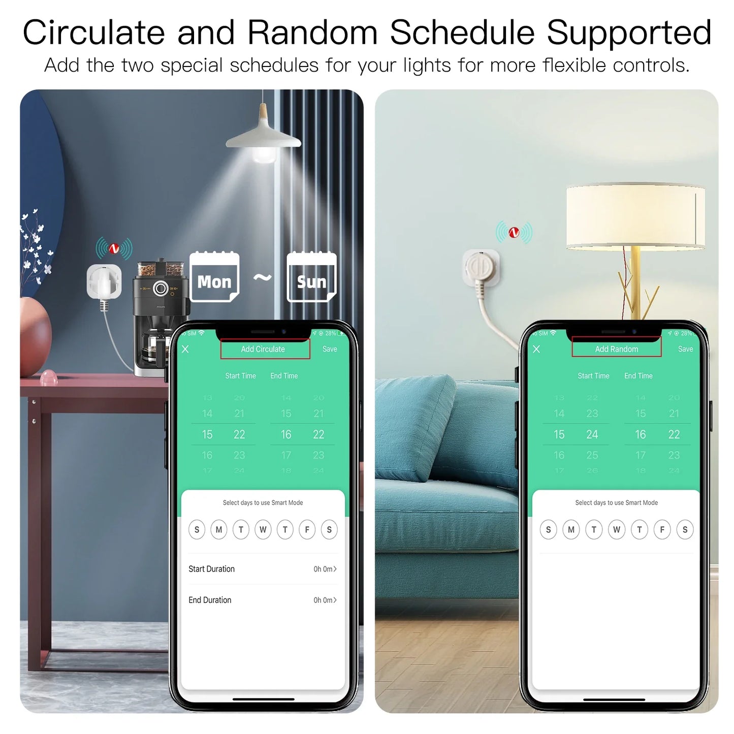 Tuya Zigbee Smart Strømkontakt 16A med Timer & Energimonitor - WiFi Plugg Kontroll via SmartLife Google Alexa Apper