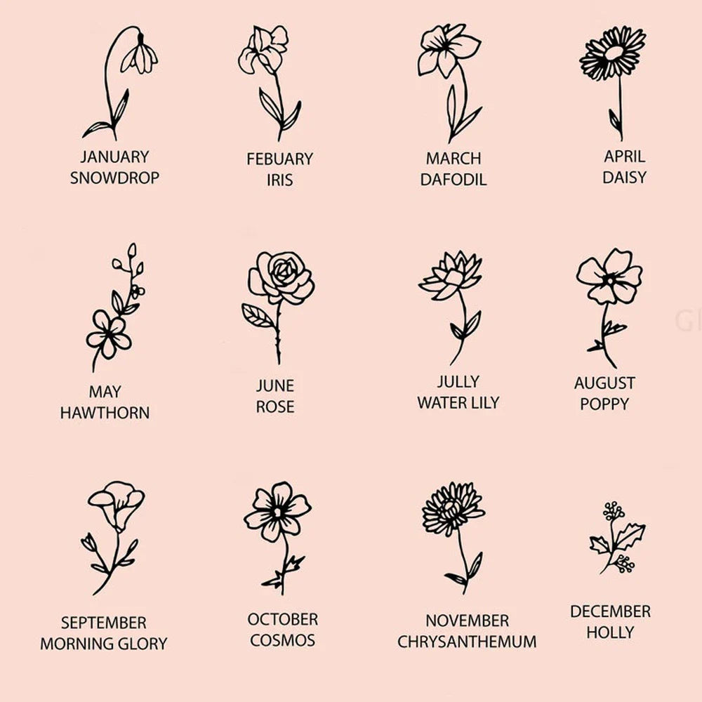 Norvo | Delikat Fødselsblomst & Fødselsstein Kjedearmbånd