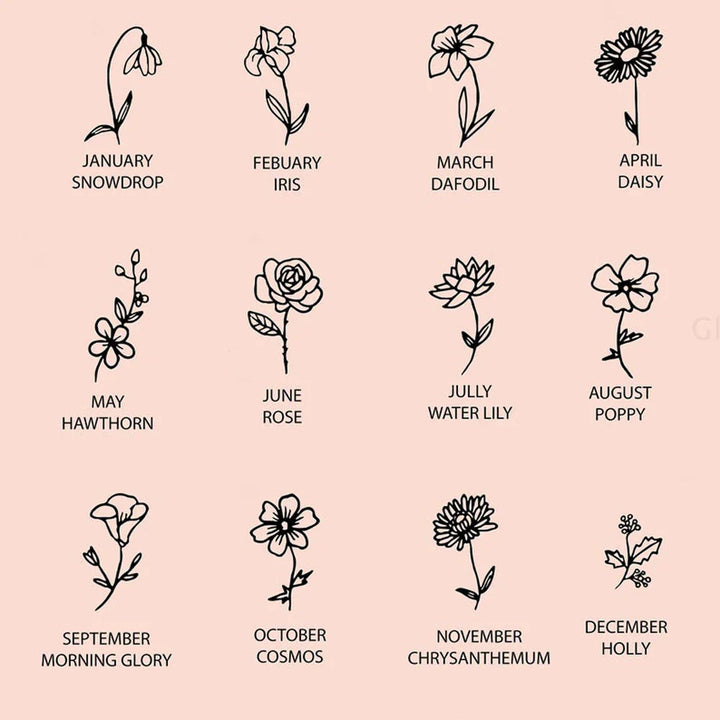 Norvo | Delikat Fødselsblomst & Fødselsstein Kjedearmbånd