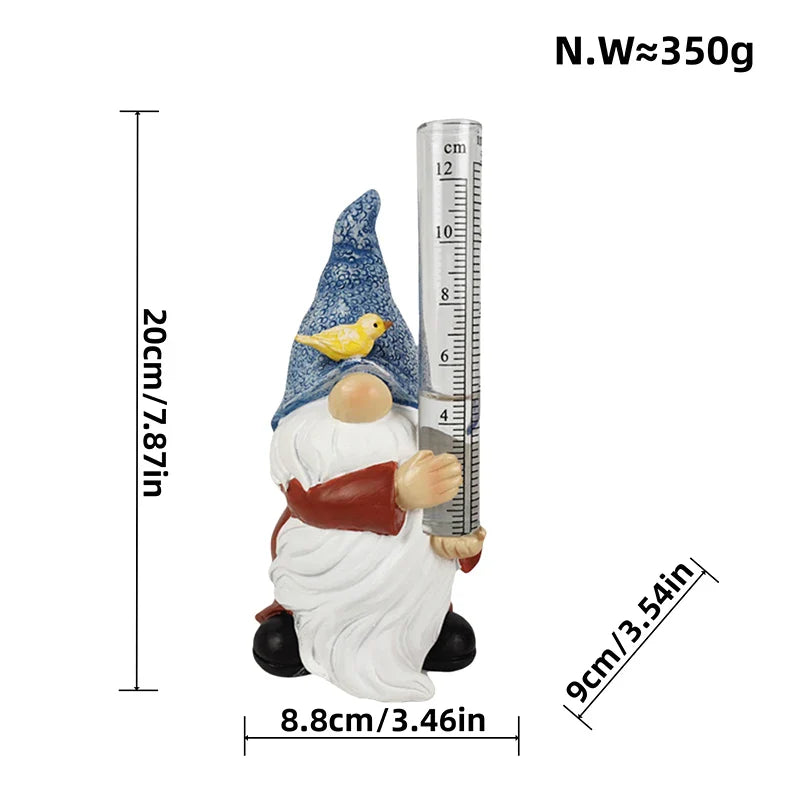 Norvo | Gnomisk Hage Statue med Harpiks Regnmåler