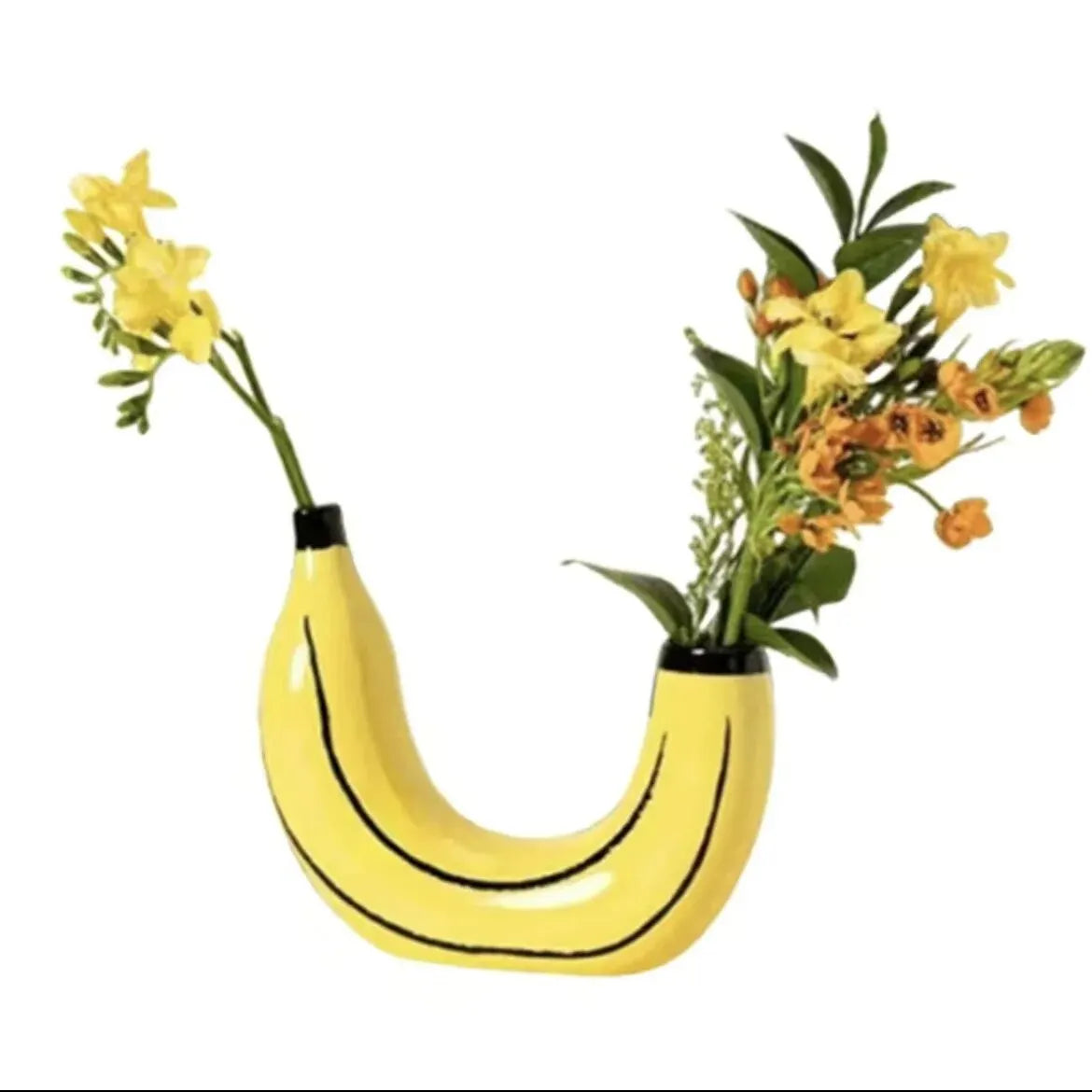 Norvo | Banan vase, blomster vase laget av harpiks, søt bananform, dekorativ bordvase for blomsterarrangementer, stue, soverom, hjemmedekorasjon