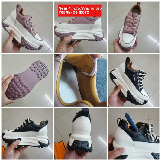Norvo | 7 cm Plattform Wedge Sneakers laget av Lær
