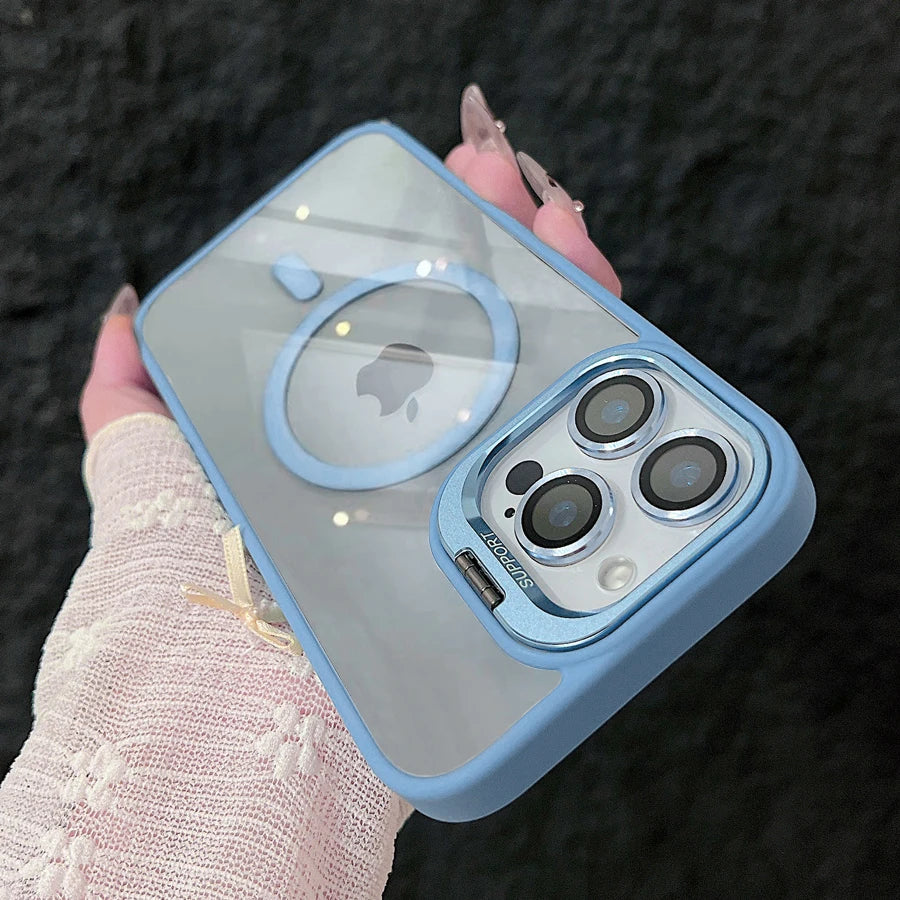 Norvo | Magnetisk Sjokkbestandig Magsafe Mobildeksel Stativ Glass Linsebeskytter Deksel