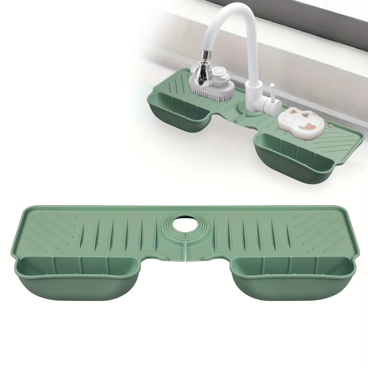 Norvo | SilDry Tallerkenmatte | Antiskli & Moldfri | Varmeresistent Silikon Dreneringsmatte for Vask & Blandebatteri | Sammenleggbar & Oppvaskmaskinvennlig