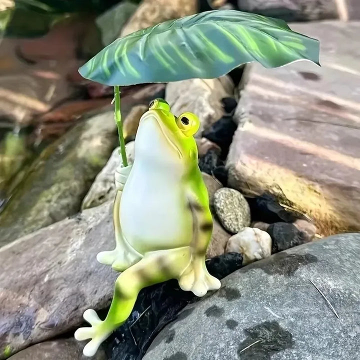 Norvo | Frosk på lotusblad figur for akvarium hagedekorasjon og balkongdekorasjon