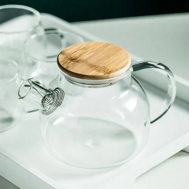 Norvo | 1.8L Gjennomsiktig Borosilikatglass Tekanne – Varmebestandig stor klar tekanne for Puer, Blomsterte, Kontor & Hjem