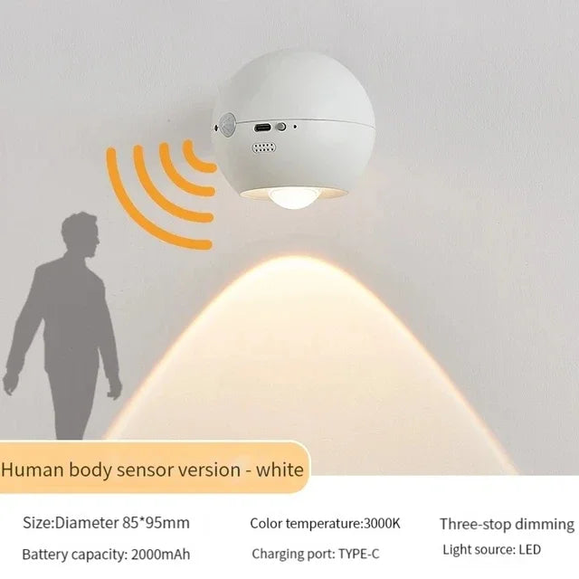 Norvo | Roterende Mini Magnetisk Oppladbar Vegglampe