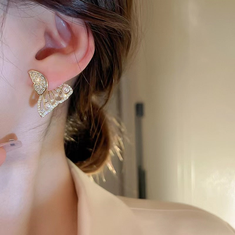 Norvo | Shiny Zircon Koreansk Stil Butterfly Chic Øredobber
