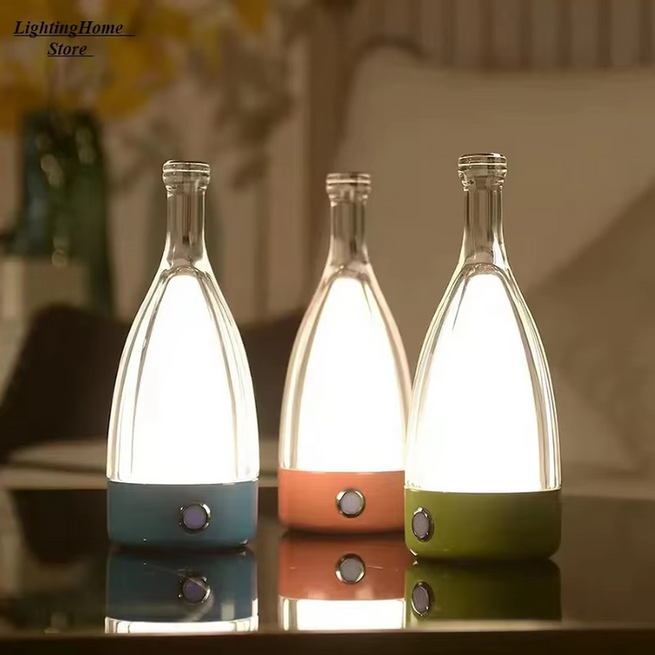 Norvo | Vinflaske Skrivebord Lampe med Bluetooth Høyttaler – Oppladbar Moderne Kveldsbelysning