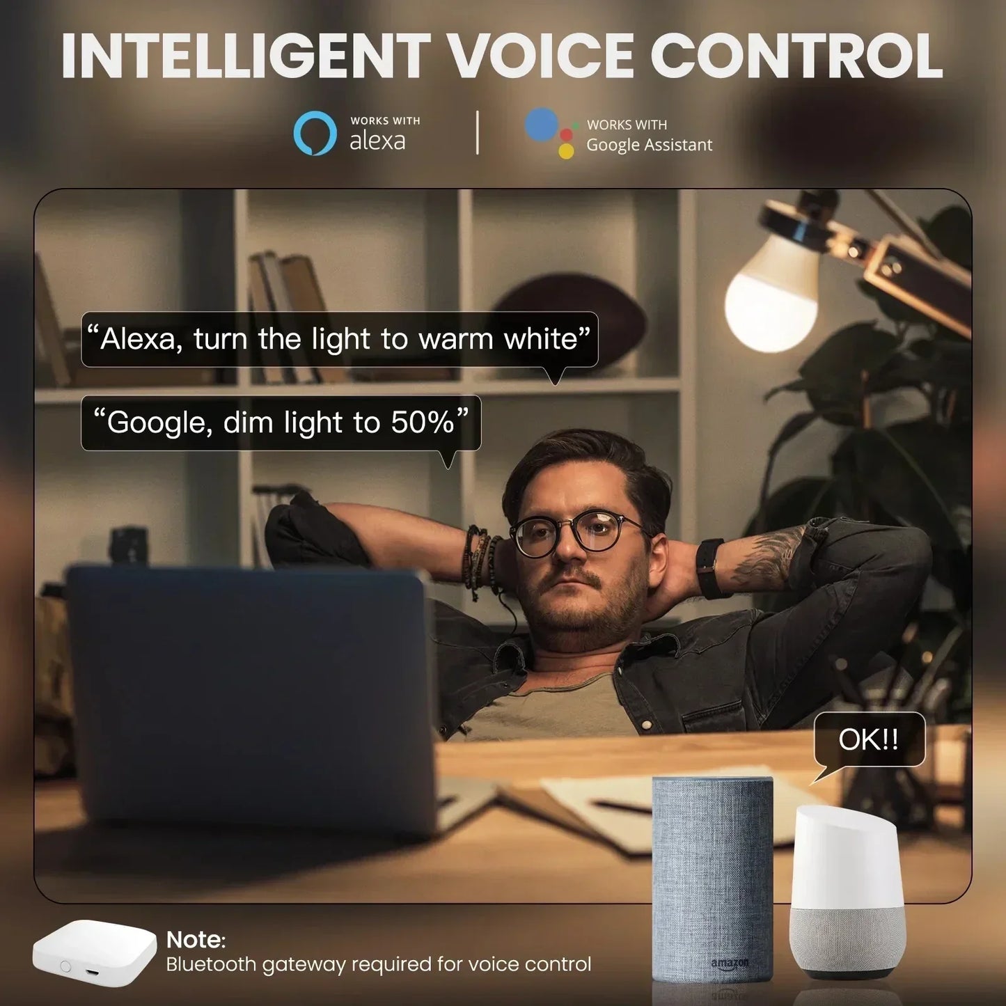 Tuya Zigbee Smarte LED Lyspærer E27 E14 GU10 - Dimmbar RGB Wifi Kontrollert via SmartLife Google Alexa-apper