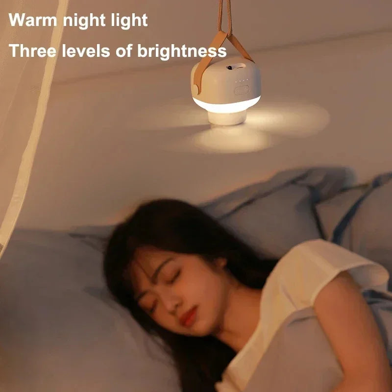 Norvo | CampiBreeze Mobil Takvifte | 3600/7200 mAh Batteri | LED & Fjerkontroll | Stille & Hengbar