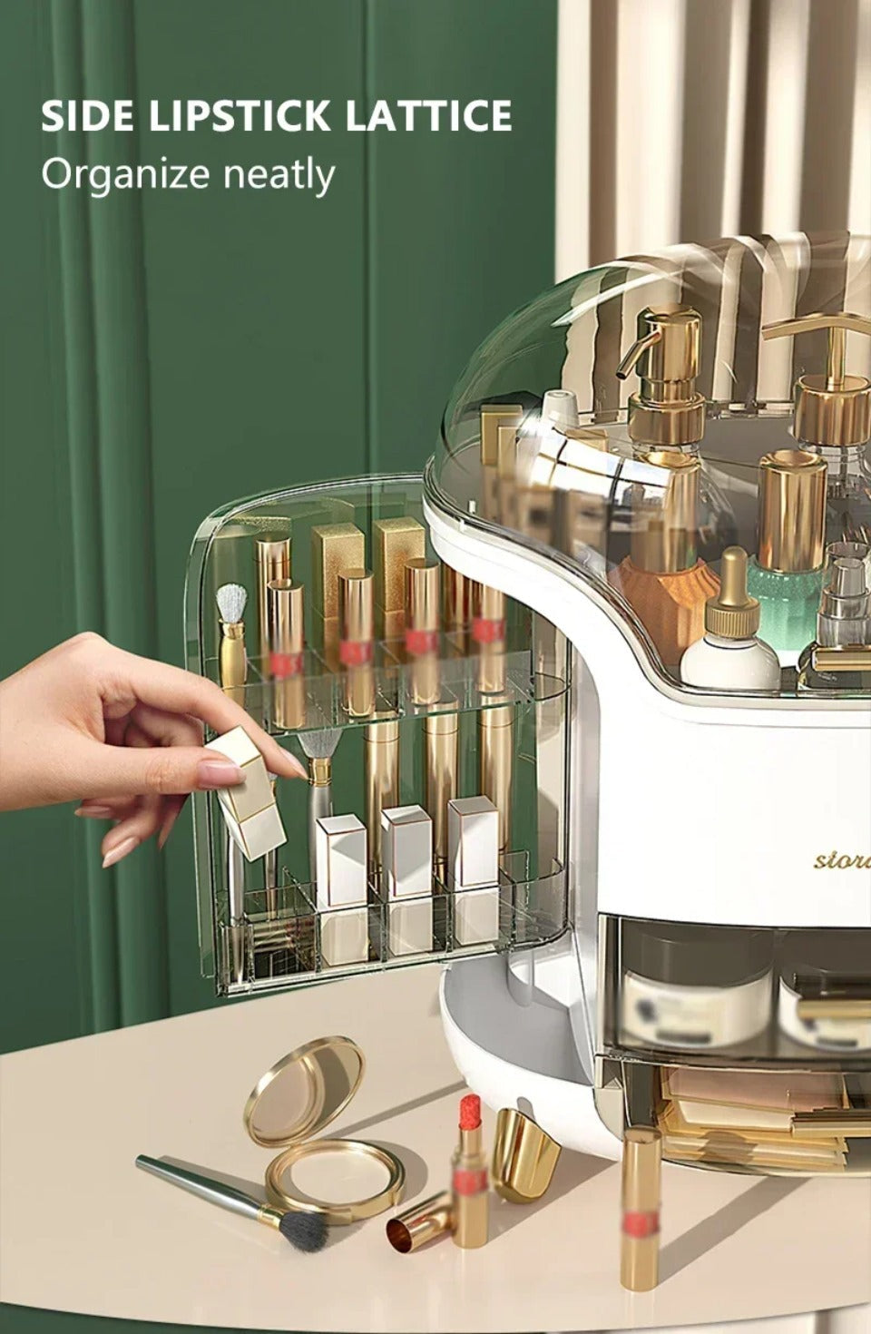 Norvo | Luksuriøs Gjennomsiktig Smink Organizer med Skyvedører og Skuffer